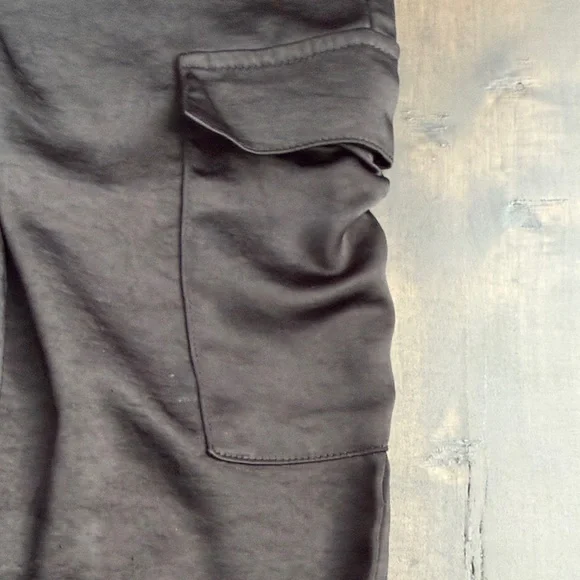 Girls Black silk Cargo Pocket Jogger Pants - Picture 2 of 7